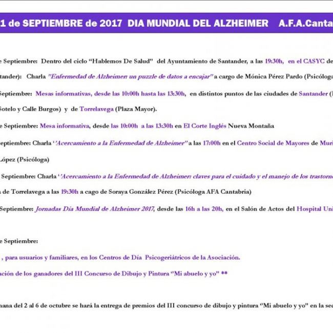 DÍA MUNDIAL DE ALZHEIMER 2017